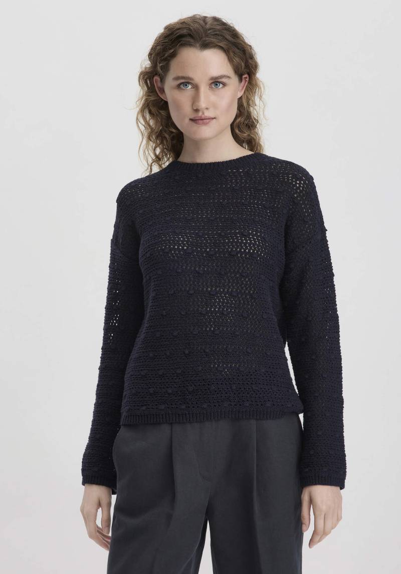 hessnatur Damen Ajour Strick Pullover Relaxed aus Bio-Baumwolle - schwarz GrösseS von hessnatur