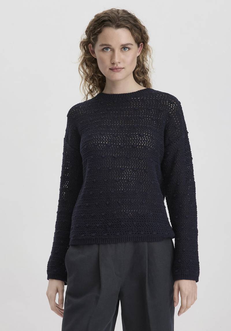 hessnatur Damen Ajour Strick Pullover Relaxed aus Bio-Baumwolle - schwarz GrösseXS von hessnatur