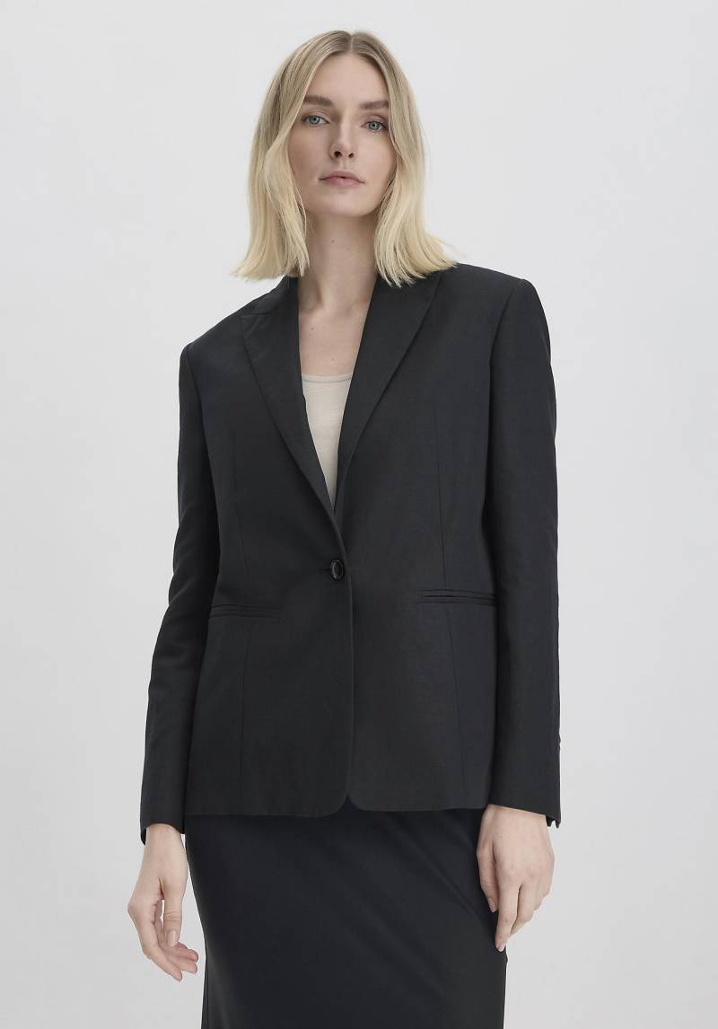 hessnatur Damen Blazer Relaxed aus Bio-Baumwolle mit Leinen - schwarz Grösse40 von hessnatur