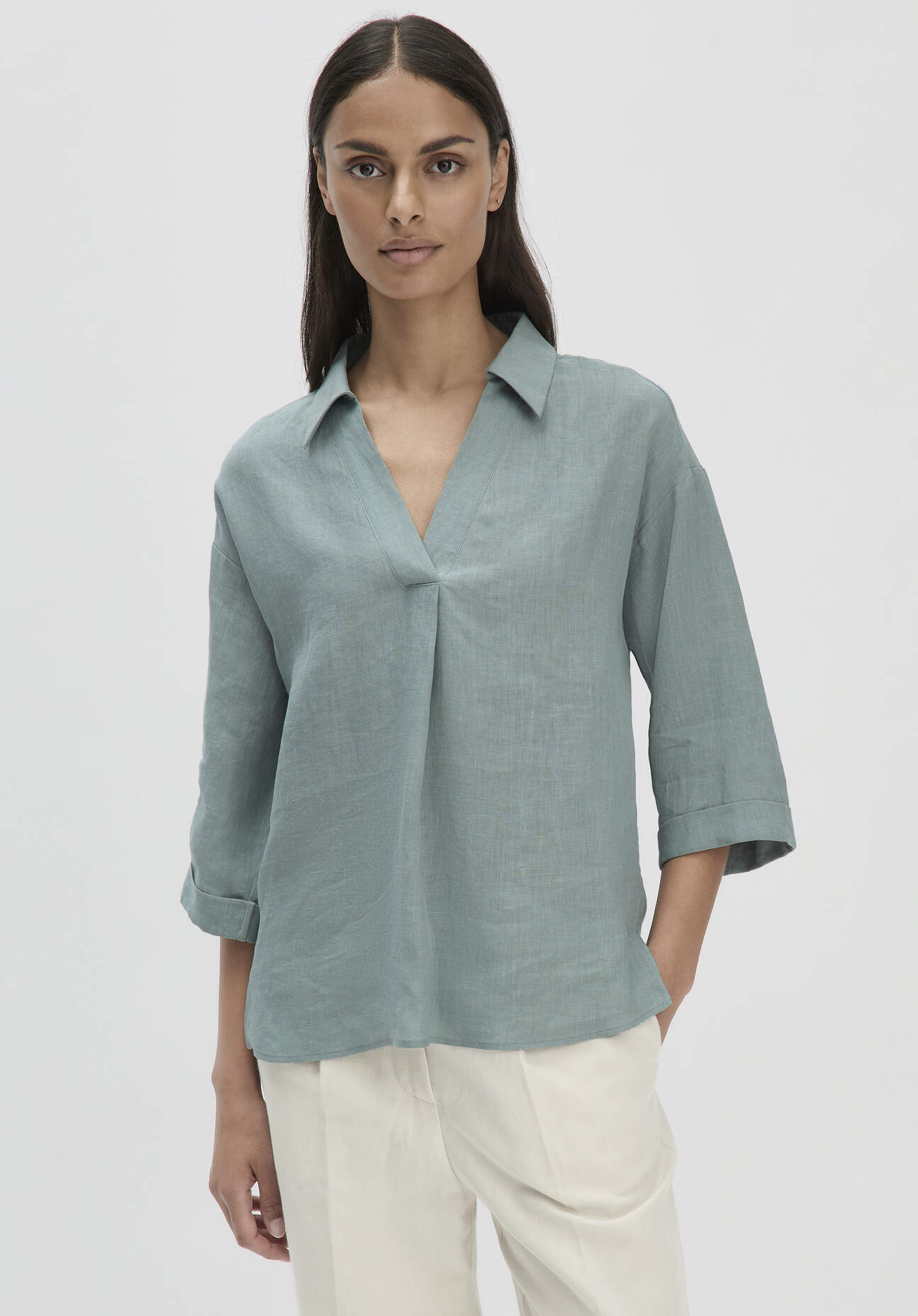 hessnatur Damen Bluse Relaxed aus Leinen - grün Grösse44 hessnatur Damen Bluse Relaxed aus Leinen - grün Grösse44 von hessnatur