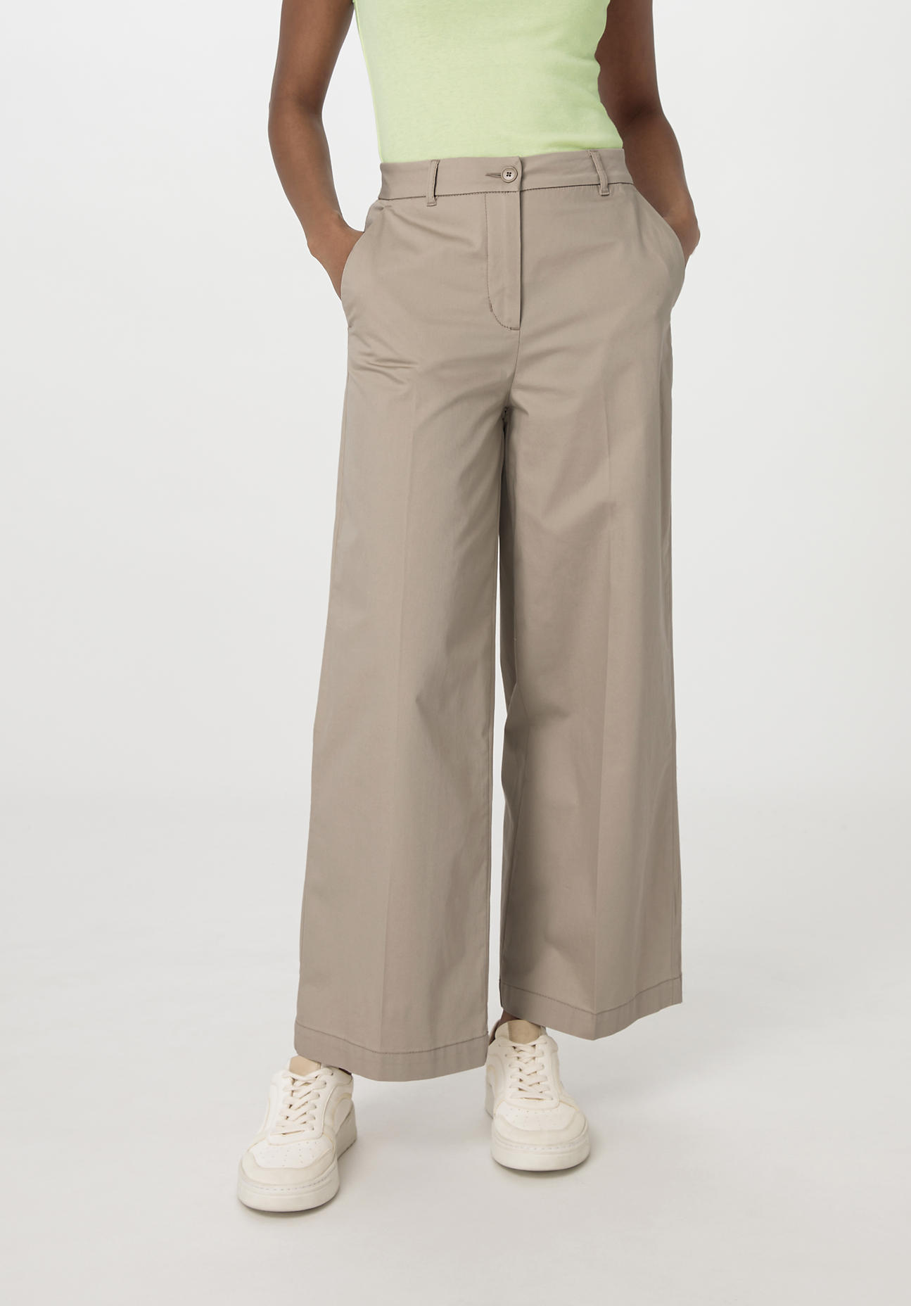 hessnatur Damen Hose Culotte Regular aus Bio-Baumwolle - beige Grösse38 von hessnatur