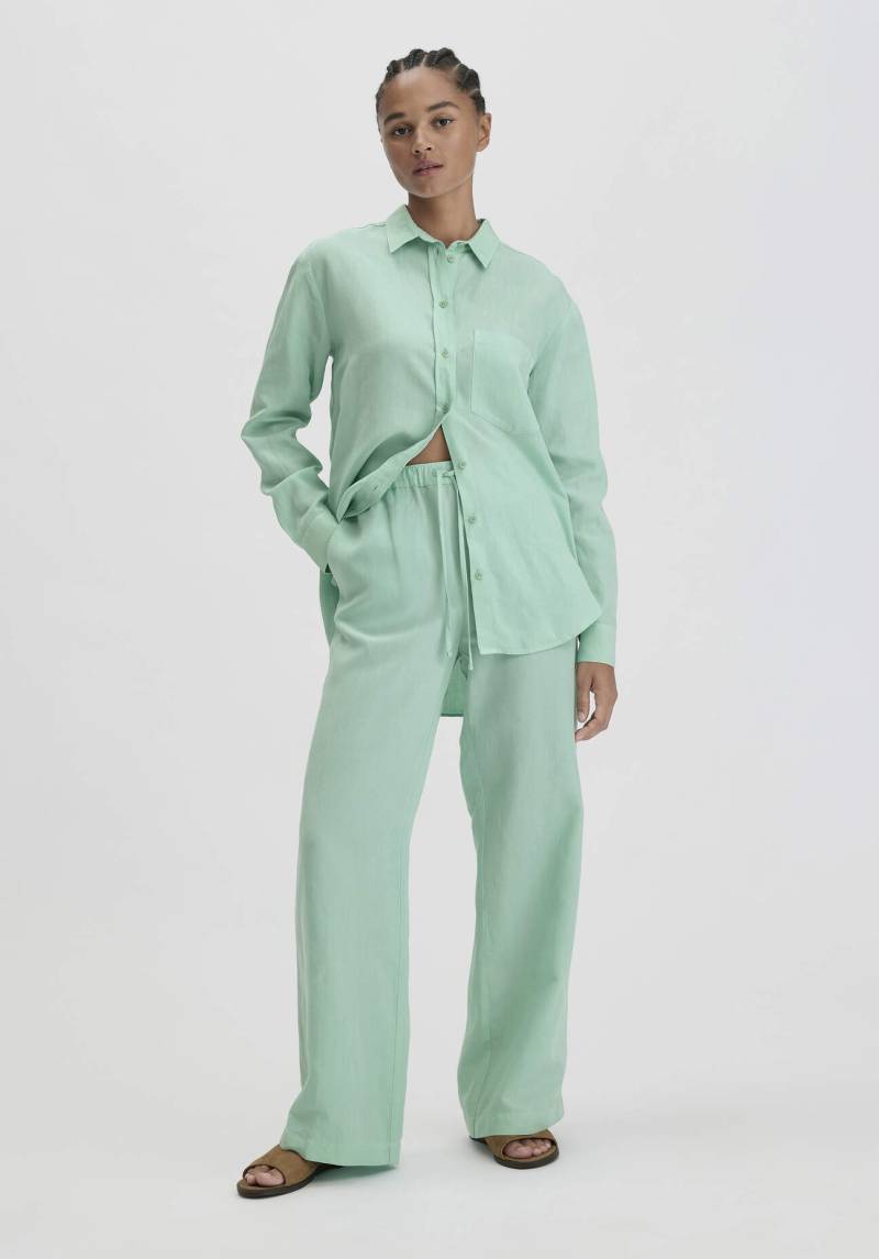 hessnatur Damen Hose Straight Leg Relaxed aus TENCEL™ Lyocell mit Leinen - grün Grösse40 von hessnatur