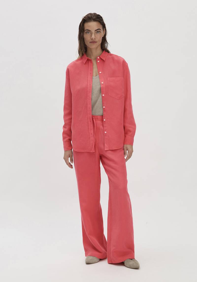 hessnatur Damen Hose Straight Leg Relaxed aus TENCEL™ Lyocell mit Leinen - rot Grösse48 von hessnatur
