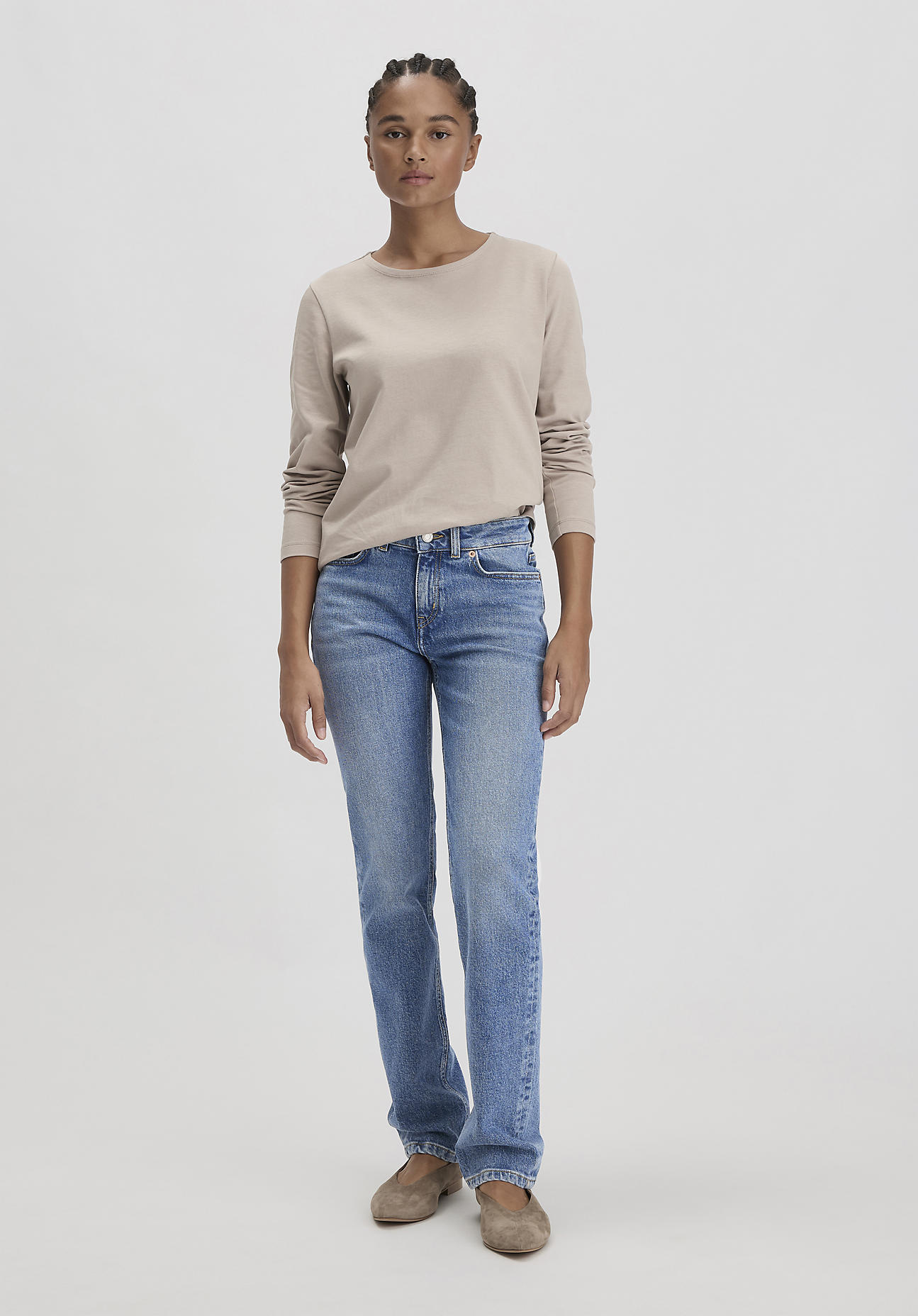 hessnatur Damen Jeans MARIE Mid Rise Straight aus Bio-Denim - blau Grösse29/30 von hessnatur