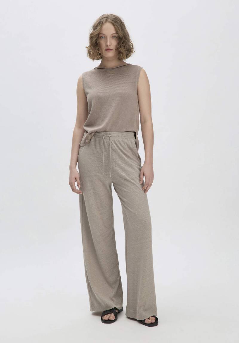 hessnatur Damen Jersey Hose Wide Leg  Relaxed aus Leinen und Bio-Baumwolle - beige Grösse38 von hessnatur
