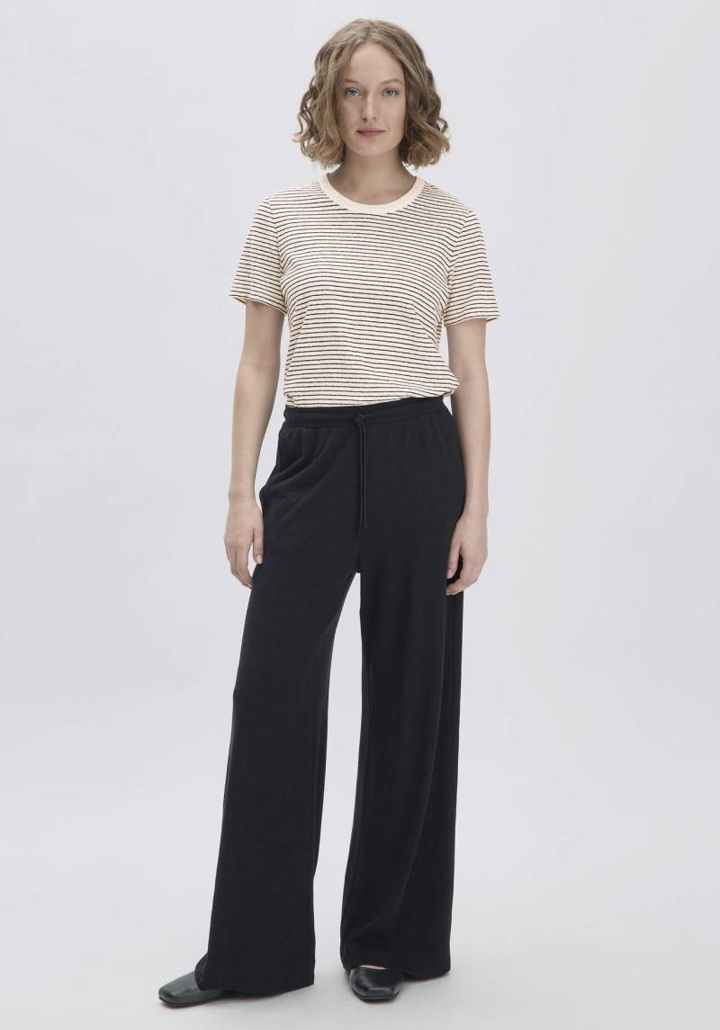 hessnatur Damen Jersey Hose Wide Leg  Relaxed aus Leinen und Bio-Baumwolle - schwarz Grösse42 von hessnatur