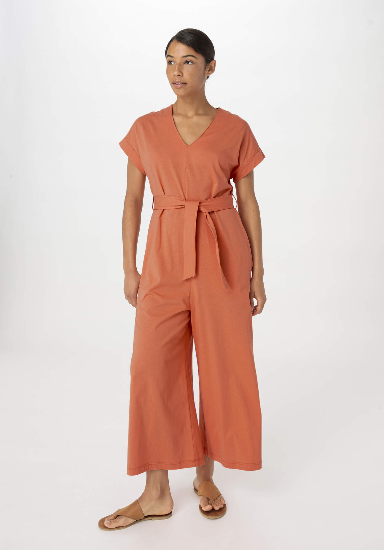 hessnatur Damen Jersey Jumpsuit Relaxed aus Bio-Baumwolle - orange Grösse38 von hessnatur