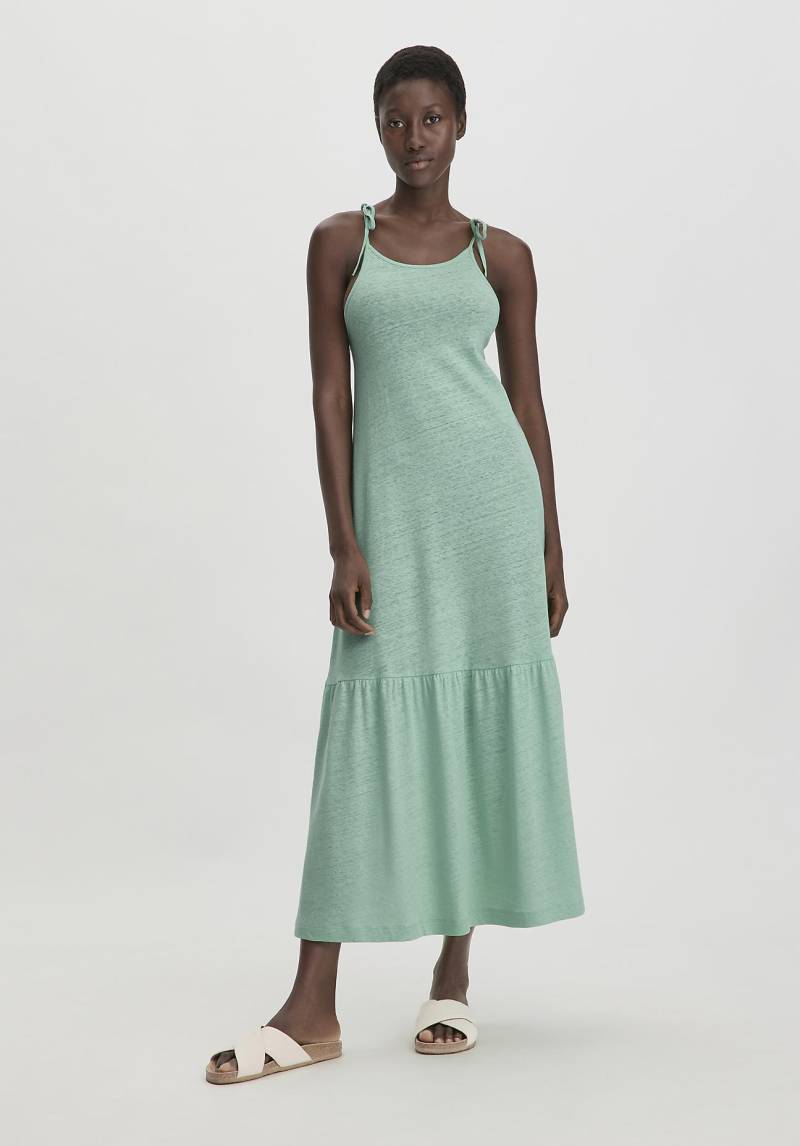 hessnatur Damen Jersey Kleid Midi Relaxed aus Leinen und Bio-Baumwolle - grün Grösse34 von hessnatur