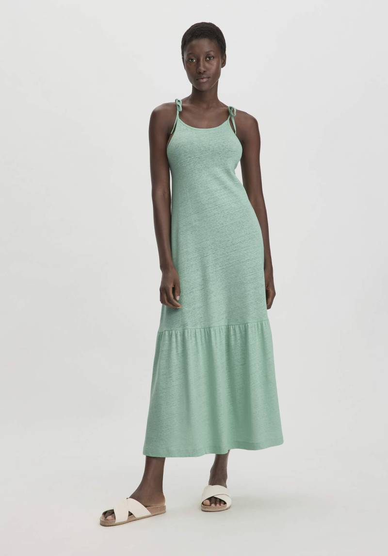 hessnatur Damen Jersey Kleid Midi Relaxed aus Leinen und Bio-Baumwolle - grün Grösse40 von hessnatur
