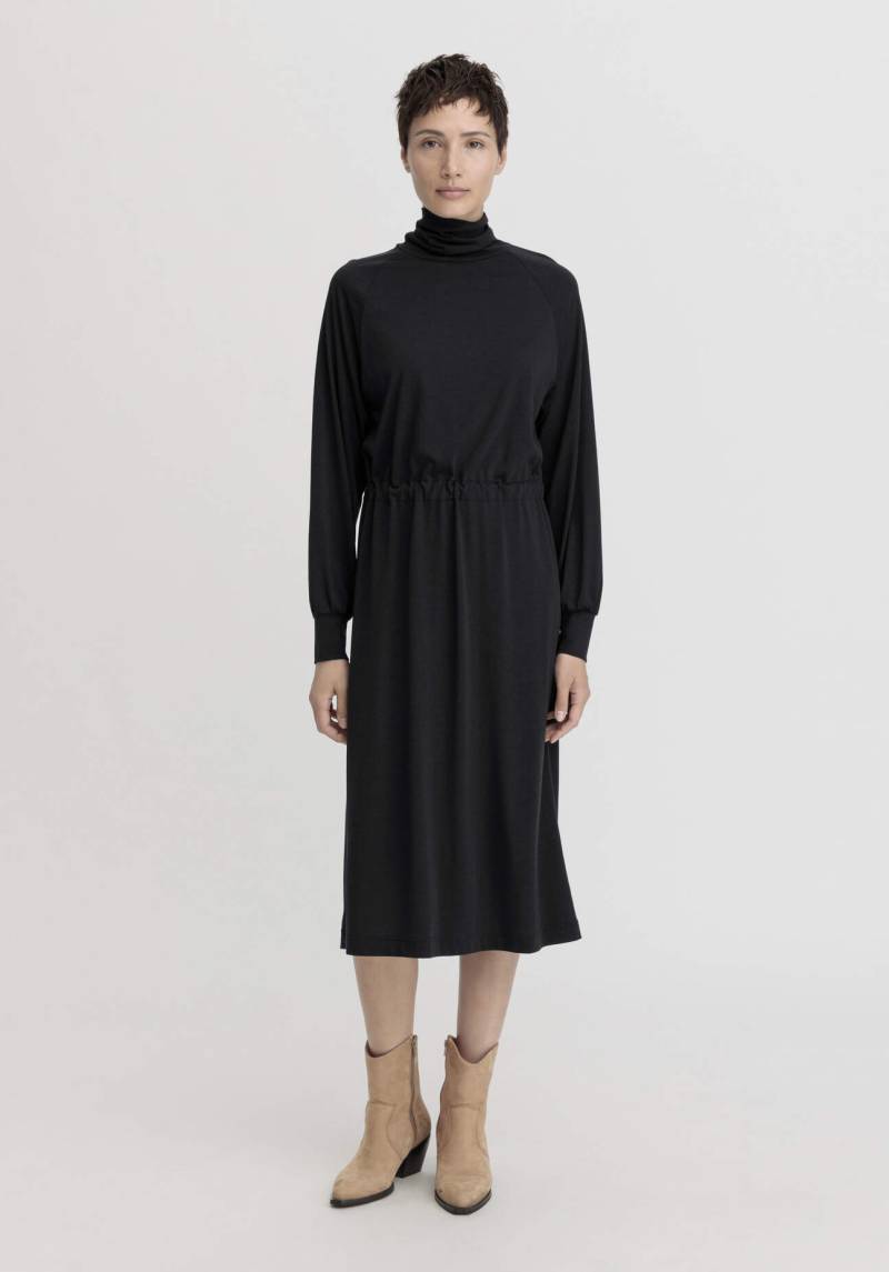 hessnatur Damen Jersey Kleid Midi Relaxed aus TENCEL™ Lyocell mit Bio-Baumwolle - schwarz Grösse42 von hessnatur
