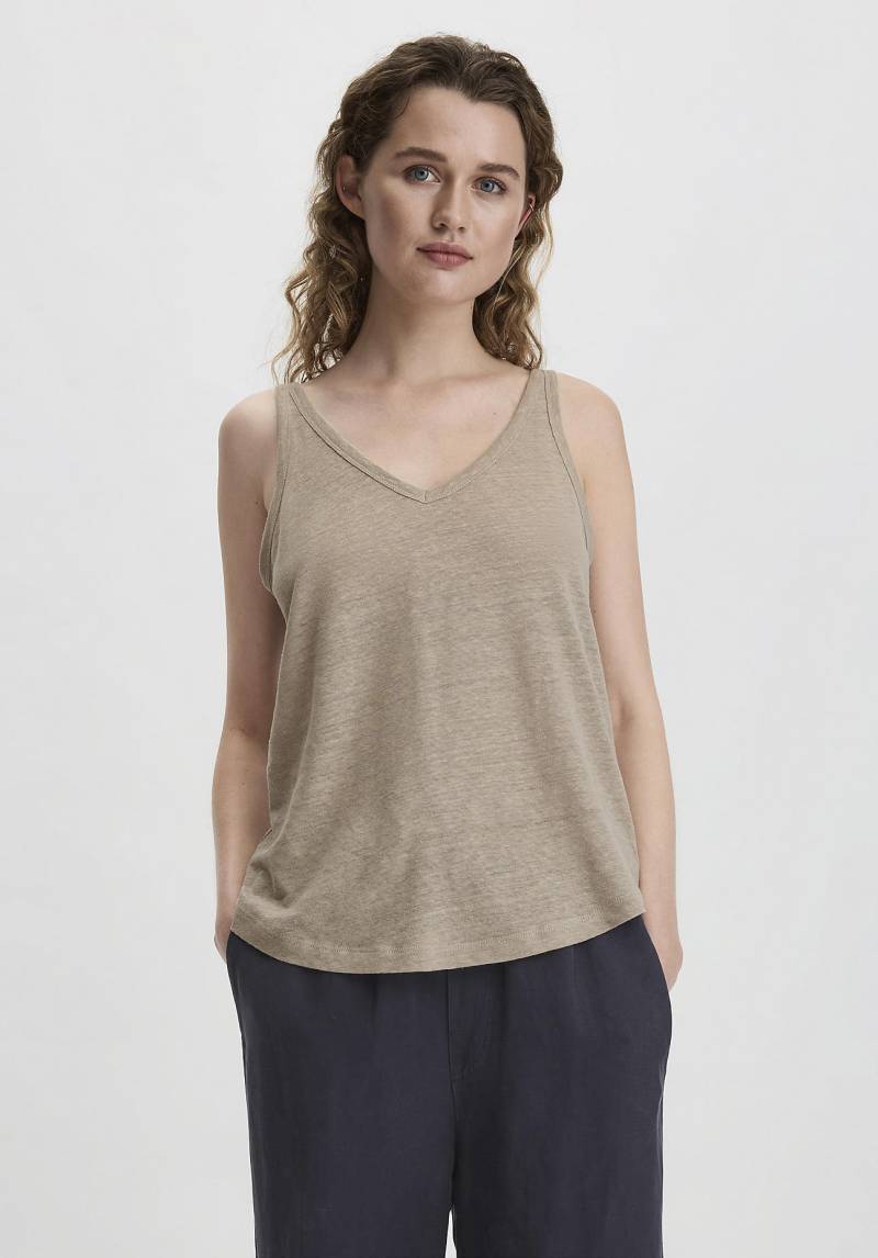 hessnatur Damen Jersey Top Regular aus Leinen und Bio-Baumwolle - beige Grösse38 von hessnatur
