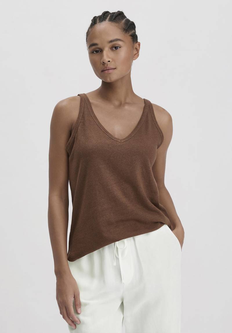 hessnatur Damen Jersey Top Regular aus Leinen und Bio-Baumwolle - braun Grösse40 von hessnatur