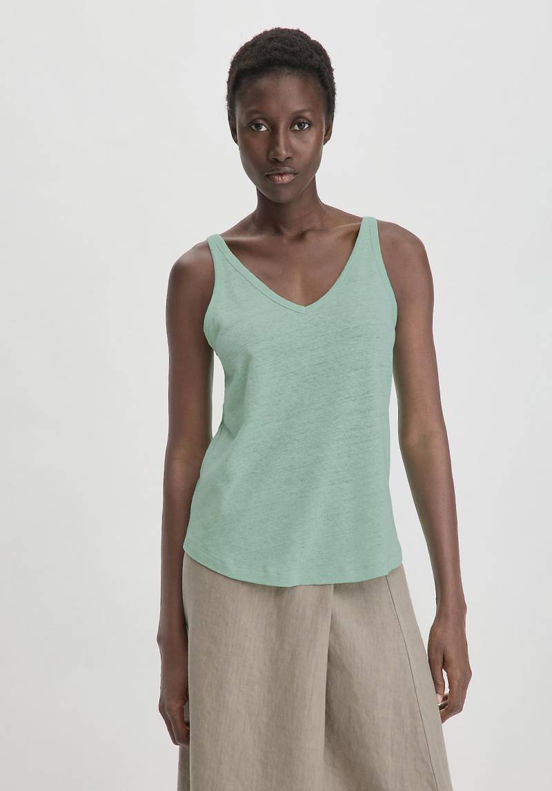hessnatur Damen Jersey Top Regular aus Leinen und Bio-Baumwolle - grün Grösse48 von hessnatur