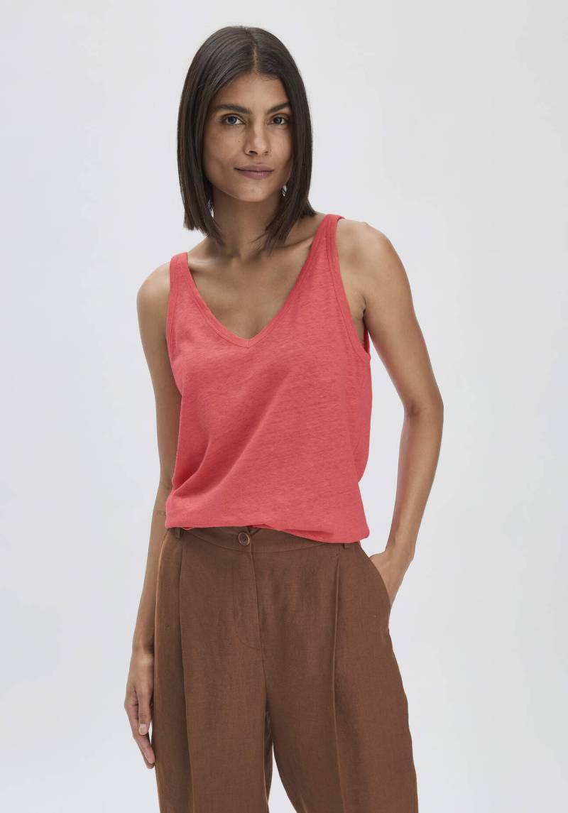 hessnatur Damen Jersey Top Regular aus Leinen und Bio-Baumwolle - rot Grösse38 von hessnatur