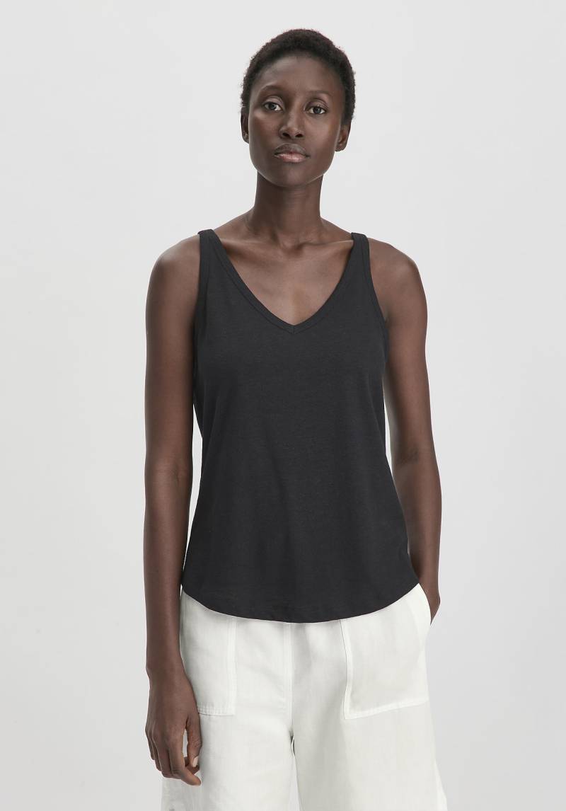 hessnatur Damen Jersey Top Regular aus Leinen und Bio-Baumwolle - schwarz Grösse40 von hessnatur
