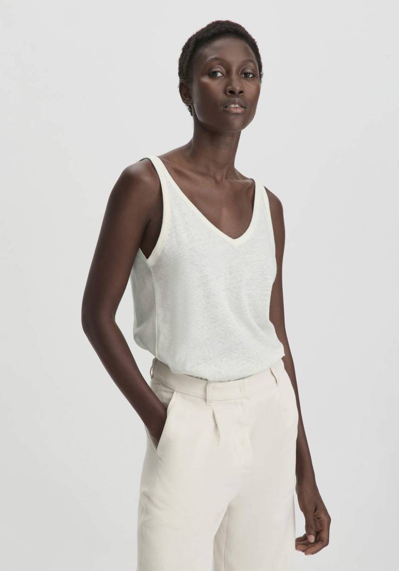 hessnatur Damen Jersey Top Regular aus Leinen und Bio-Baumwolle - weiß Grösse48 von hessnatur