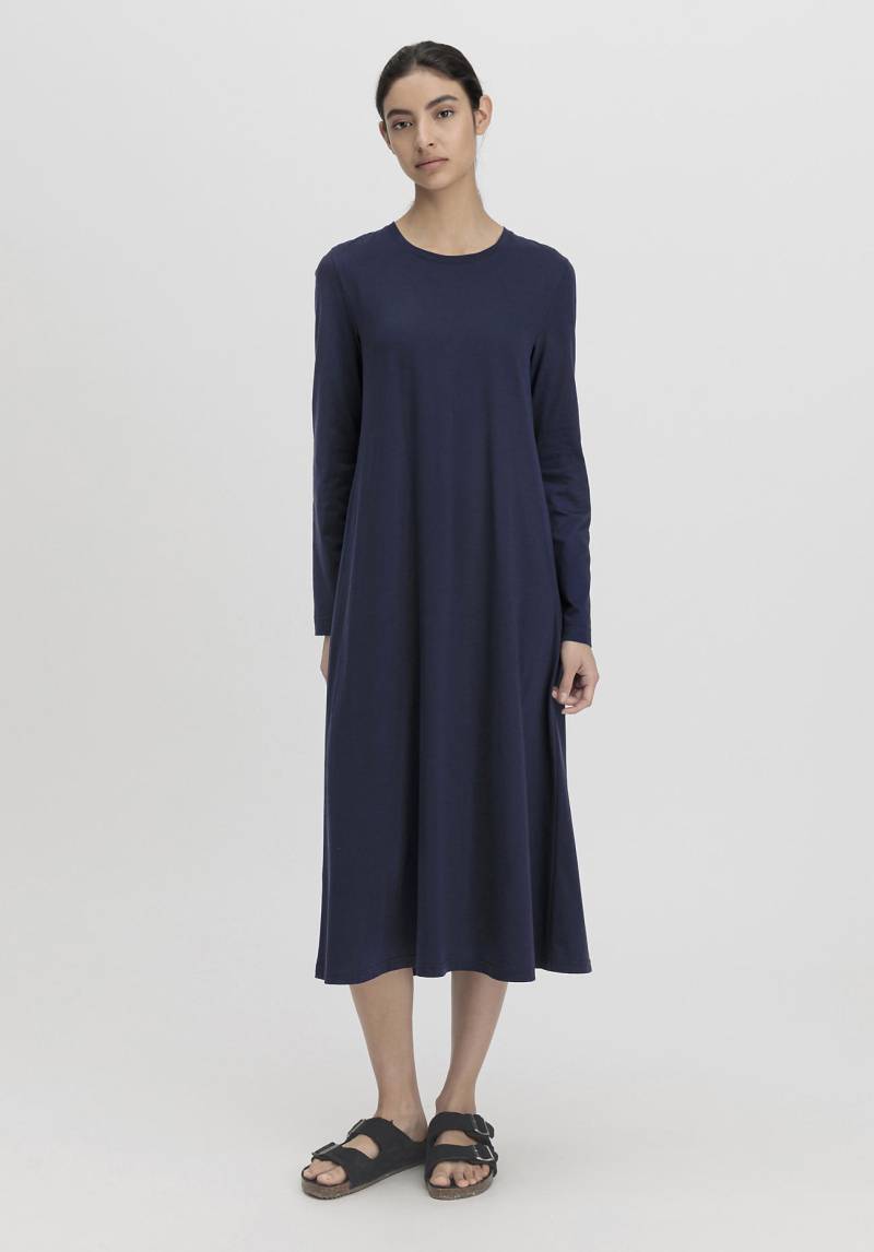 hessnatur Damen Langarm Nachthemd Regular PURE COTTON - blau Grösse36 von hessnatur