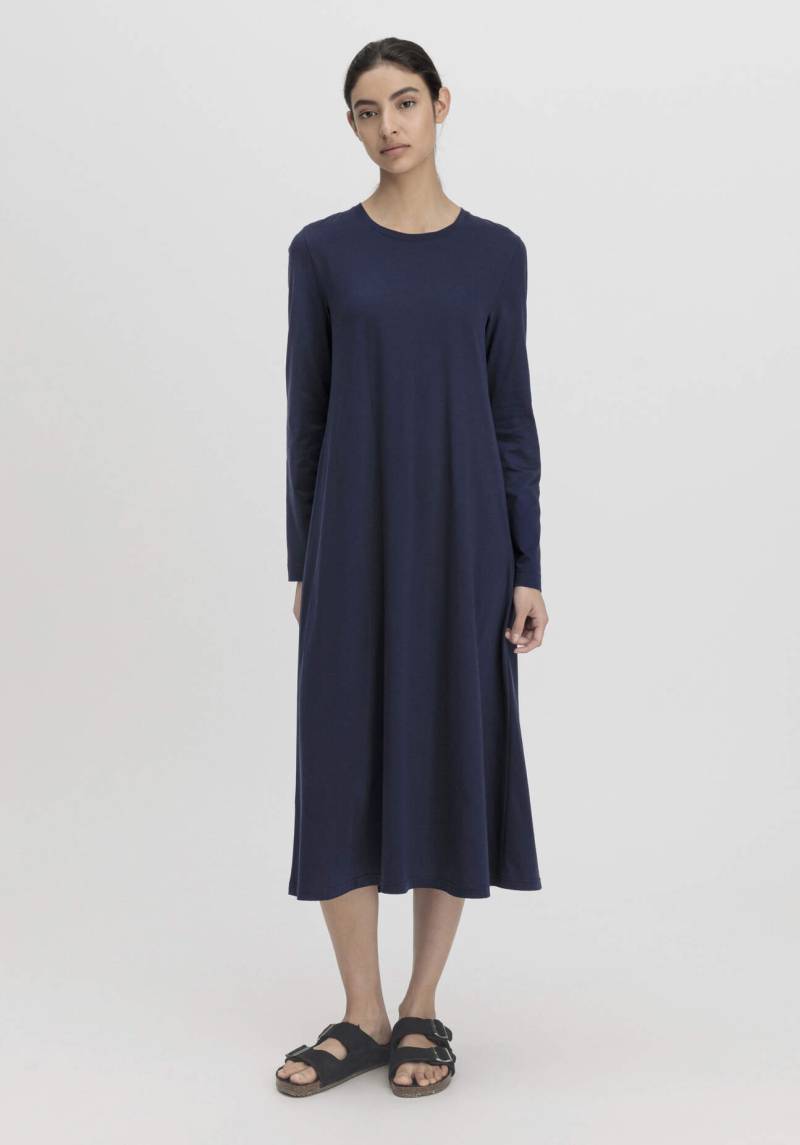 hessnatur Damen Langarm Nachthemd PURE COTTON aus Bio-Baumwolle - blau Grösse38 von hessnatur