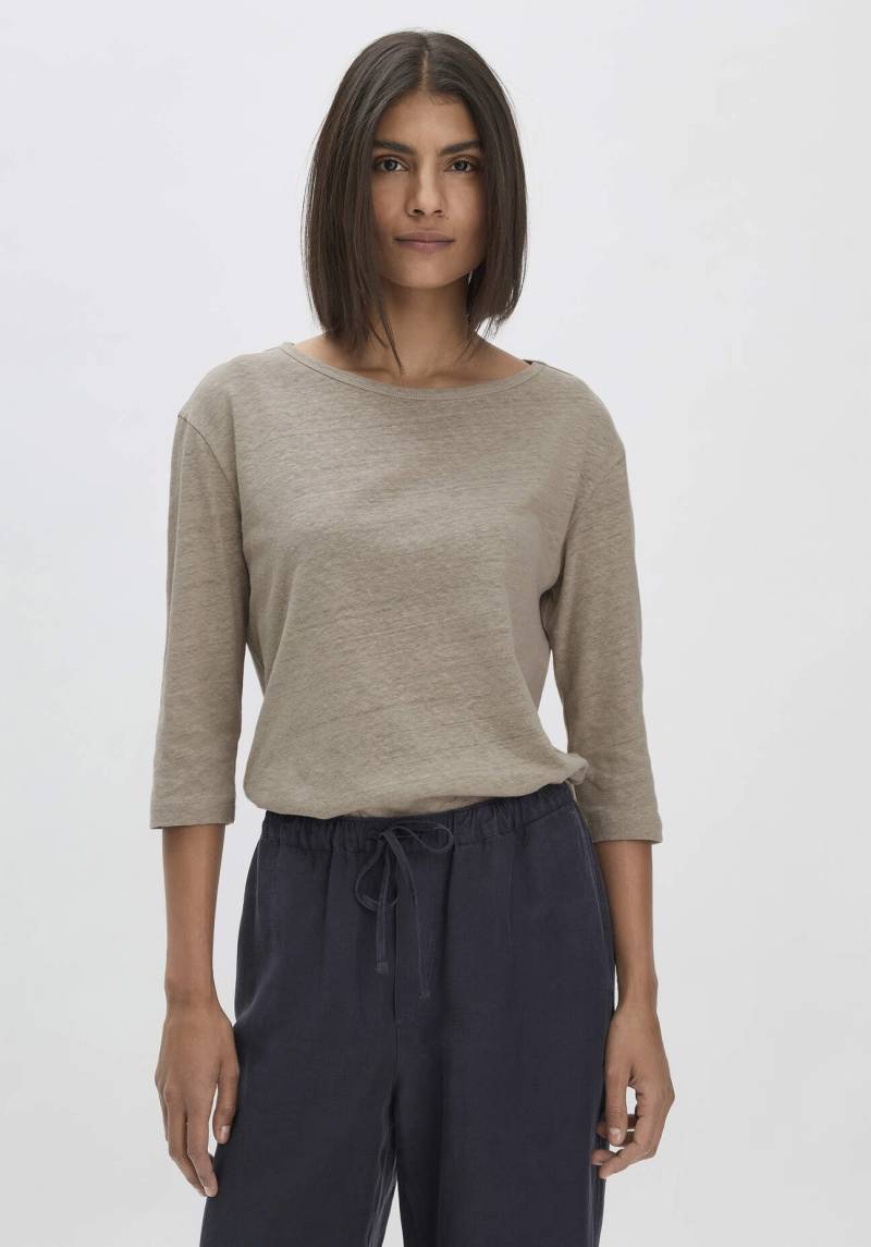 hessnatur Damen Longsleeve Relaxed aus Leinen mit reiner Bio-Baumwolle - beige Grösse46 von hessnatur