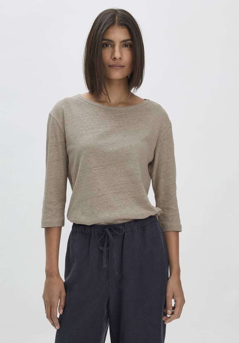 hessnatur Damen Longsleeve Relaxed aus Leinen mit reiner Bio-Baumwolle - beige Grösse48 von hessnatur