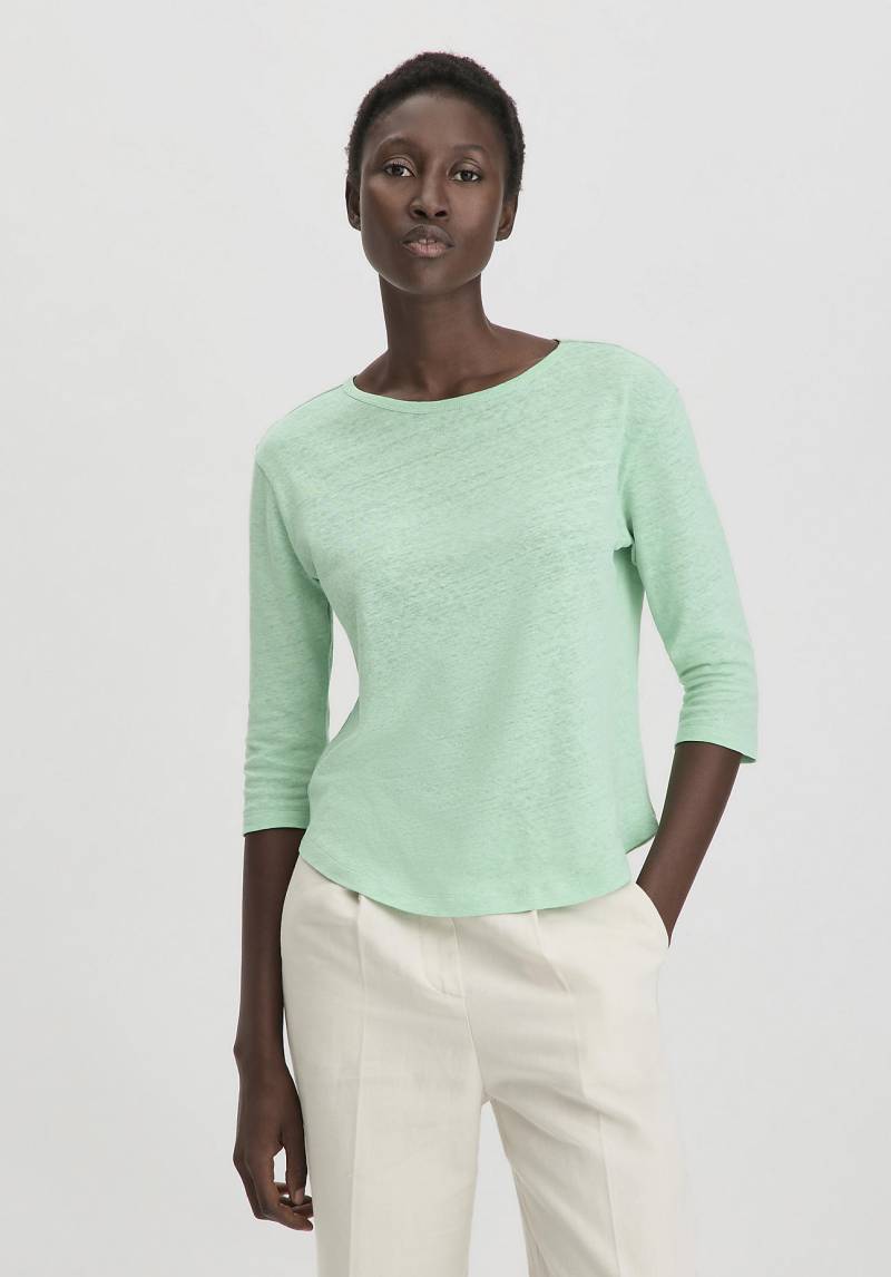 hessnatur Damen Longsleeve Relaxed aus Leinen mit reiner Bio-Baumwolle - grün Grösse46 von hessnatur