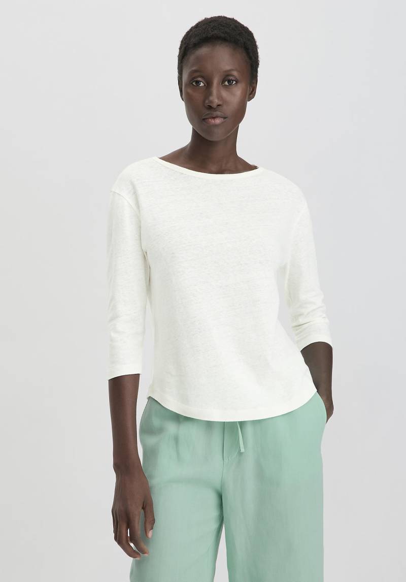hessnatur Damen Longsleeve Relaxed aus Leinen mit reiner Bio-Baumwolle - weiß Grösse42 von hessnatur