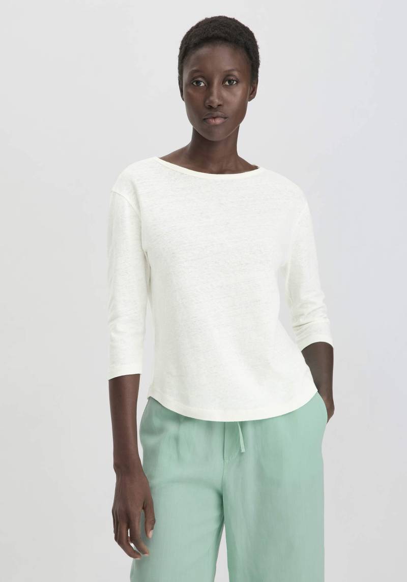 hessnatur Damen Longsleeve Relaxed aus Leinen mit reiner Bio-Baumwolle - weiß Grösse44 von hessnatur