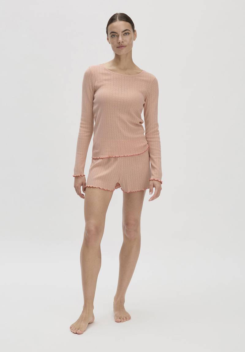 hessnatur Damen Lounge-Shirt Fitted PURE POINTELLE aus Bio-Baumwolle - rosa Grösse34 von hessnatur