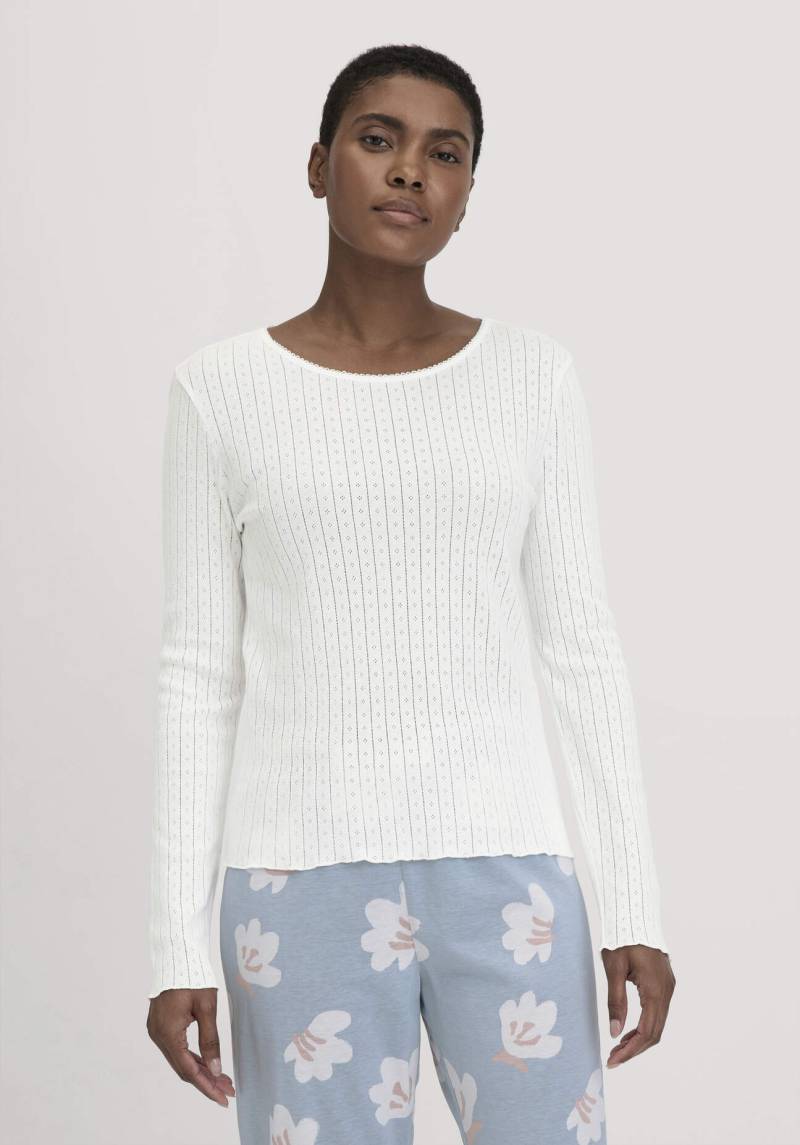 hessnatur Damen Lounge-Shirt Fitted PURE POINTELLE aus Bio-Baumwolle - weiß Grösse42 von hessnatur