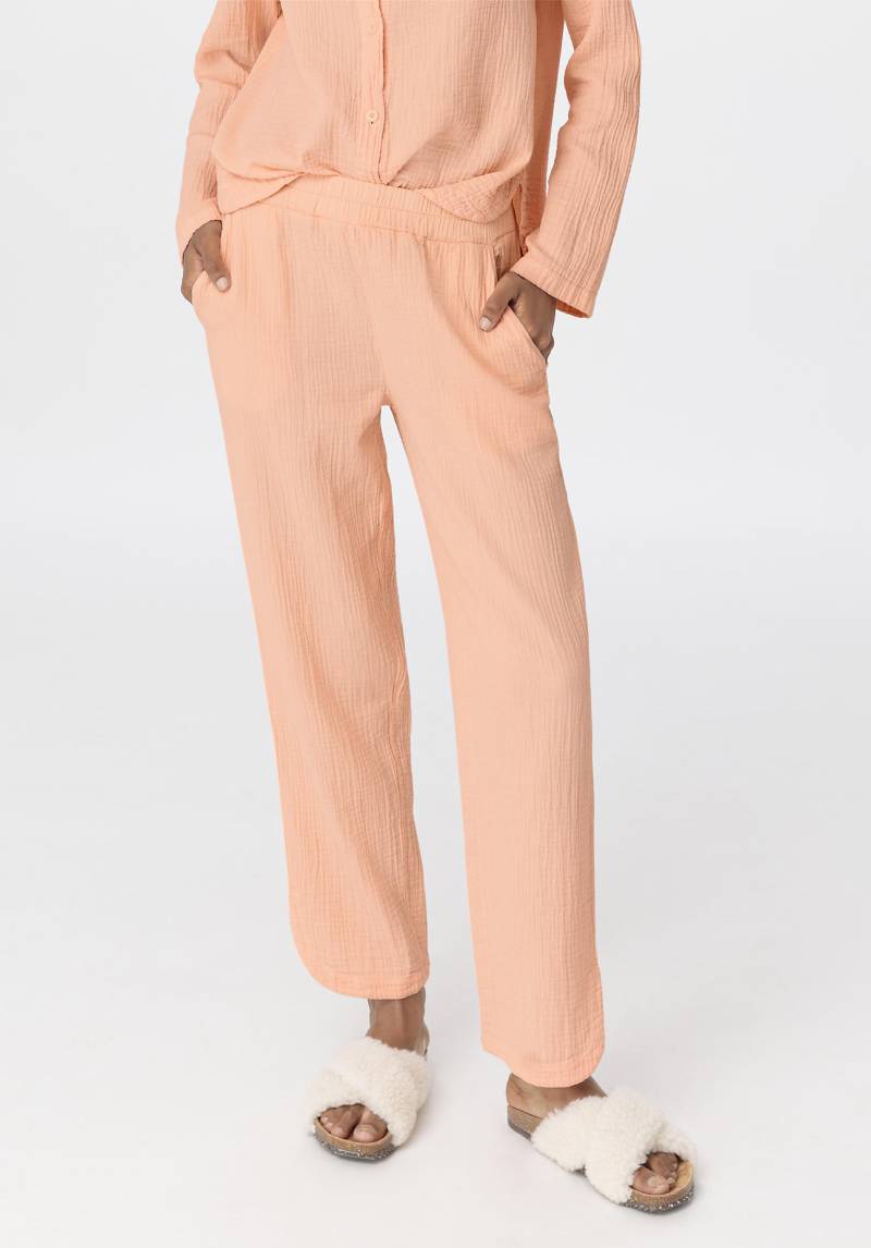 hessnatur Damen Musselin Schlafhose Regular PURE COMFORT aus Bio-Baumwolle - orange Grösse38 von hessnatur