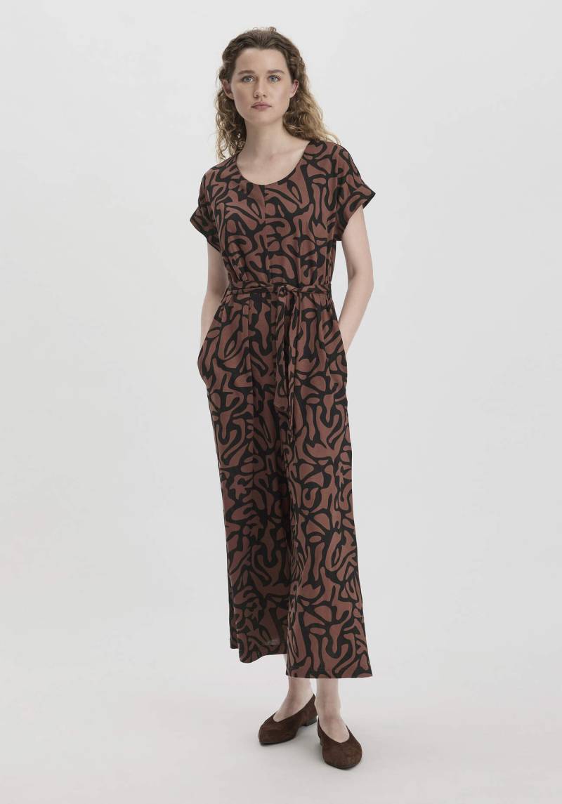 hessnatur Damen Print Jersey Jumpsuit Oversize aus Bio-Baumwolle - braun Grösse38 von hessnatur