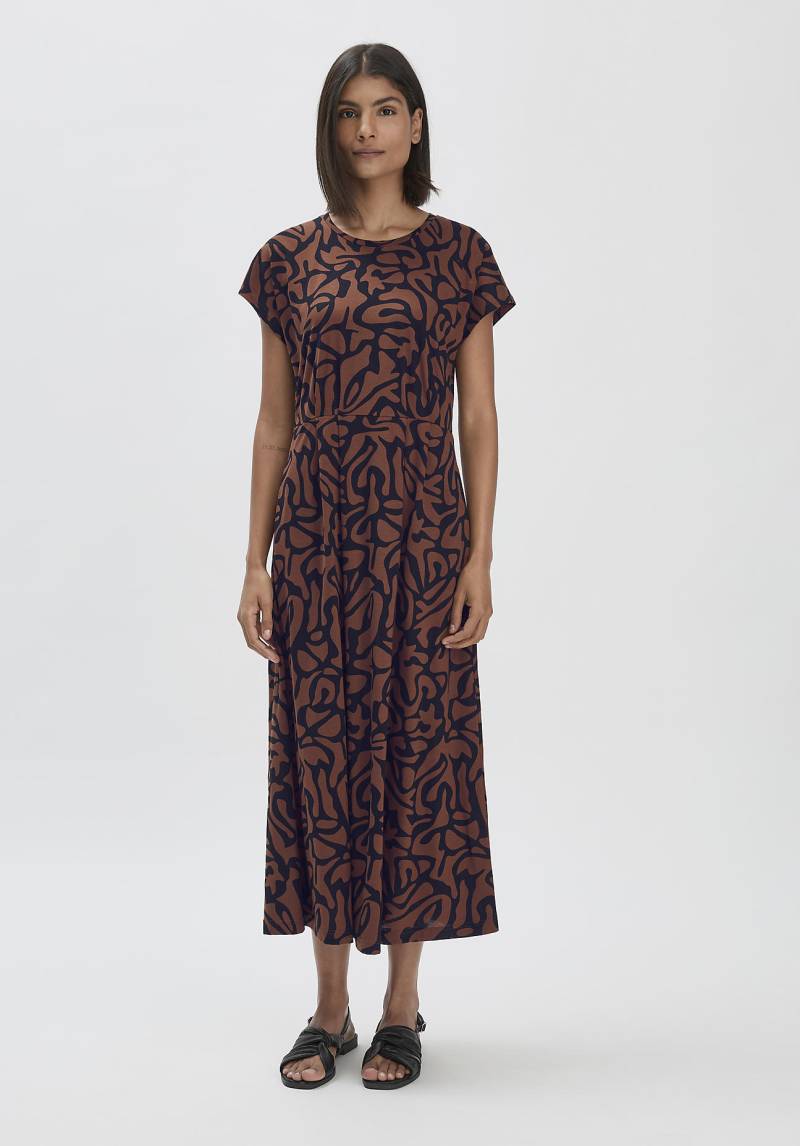hessnatur Damen Print Jersey Kleid Midi Relaxed aus Bio-Baumwolle - braun Grösse40 von hessnatur