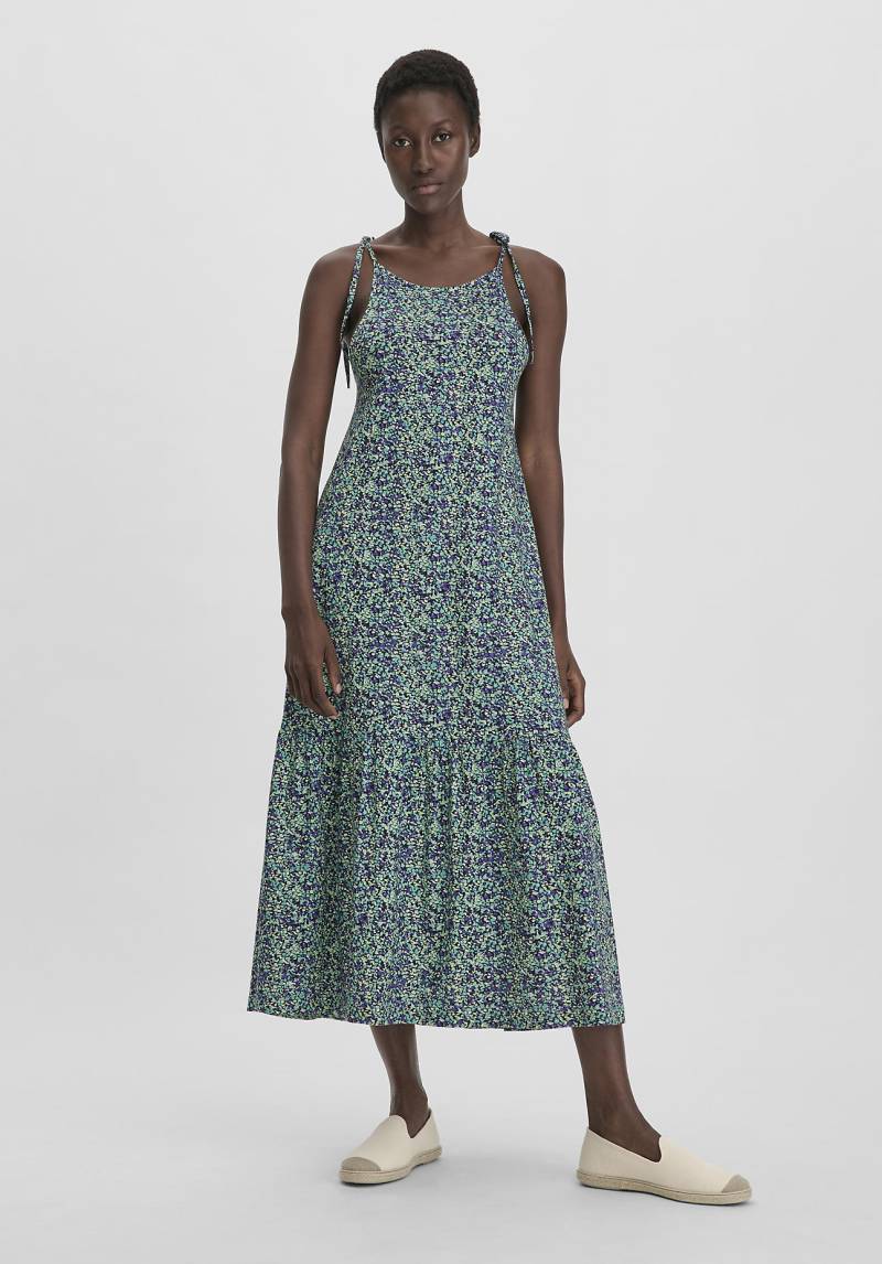 hessnatur Damen Print Jersey Kleid Midi Relaxed aus Bio-Baumwolle - grün Grösse48 von hessnatur