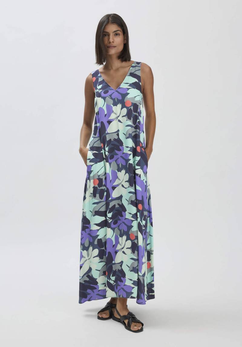 hessnatur Damen Print Kleid Maxi Regular aus LENZING™ ECOVERO™ - grün Grösse40 von hessnatur