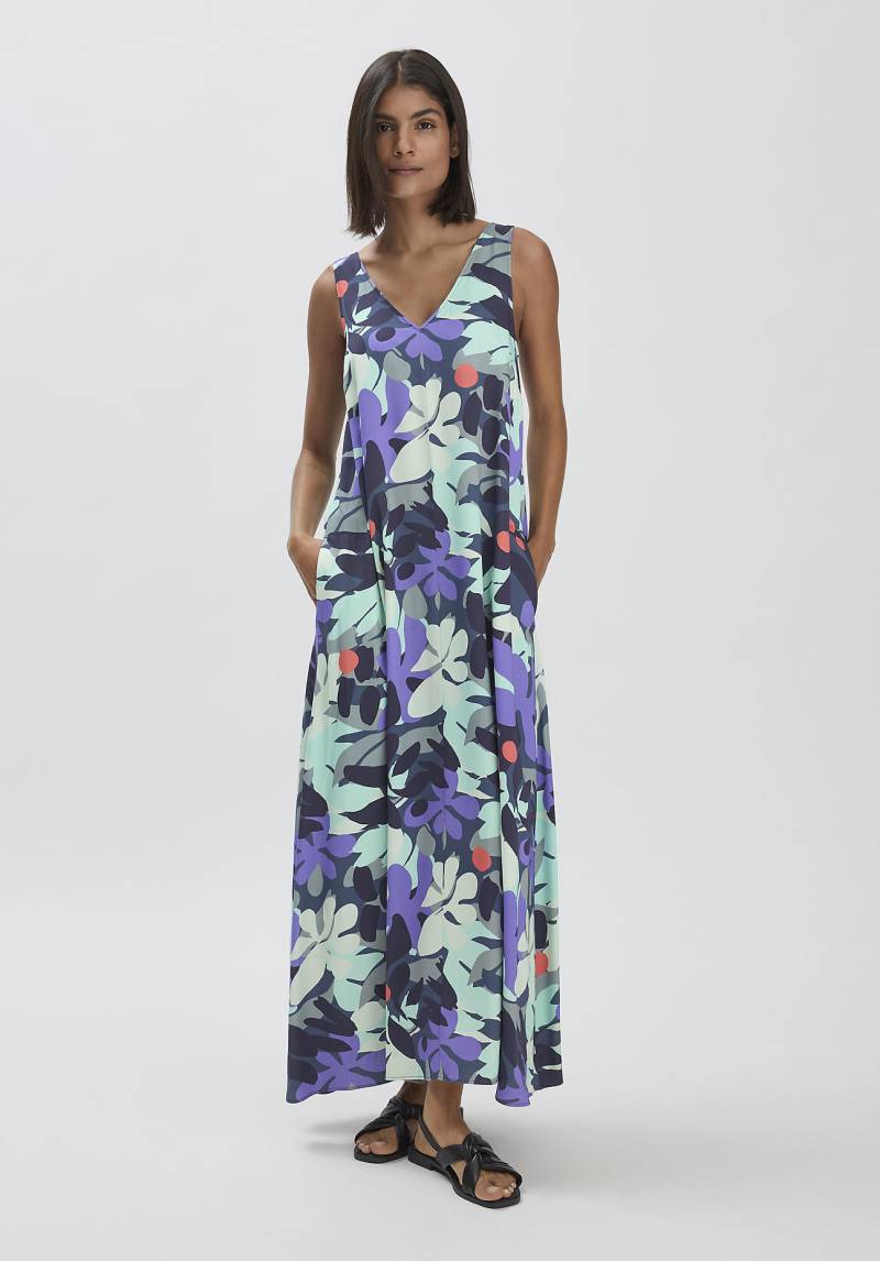 hessnatur Damen Print Kleid Maxi Regular aus LENZING™ ECOVERO™ - grün Grösse42 von hessnatur