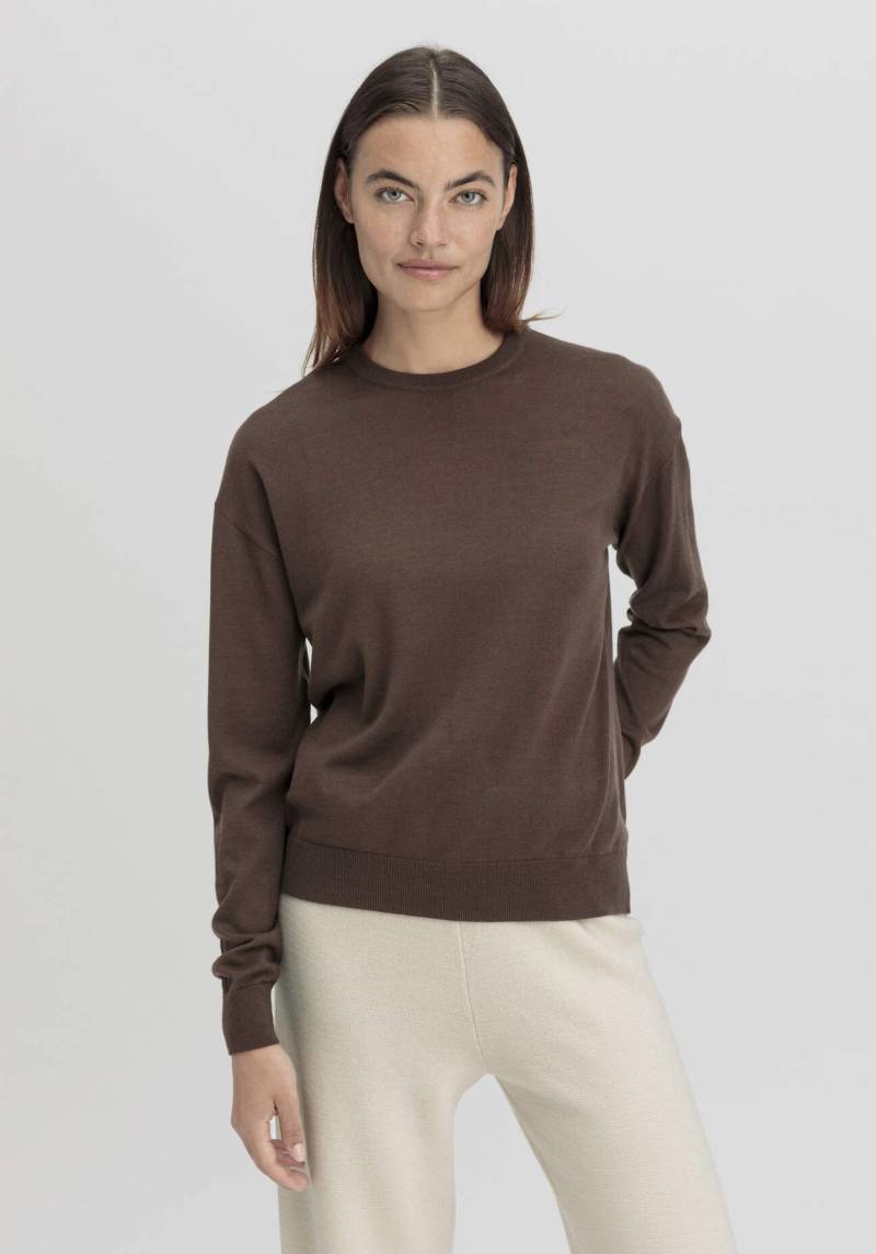 hessnatur Damen Pullover Regular aus Bio-Merinowolle - braun Grösse34 von hessnatur