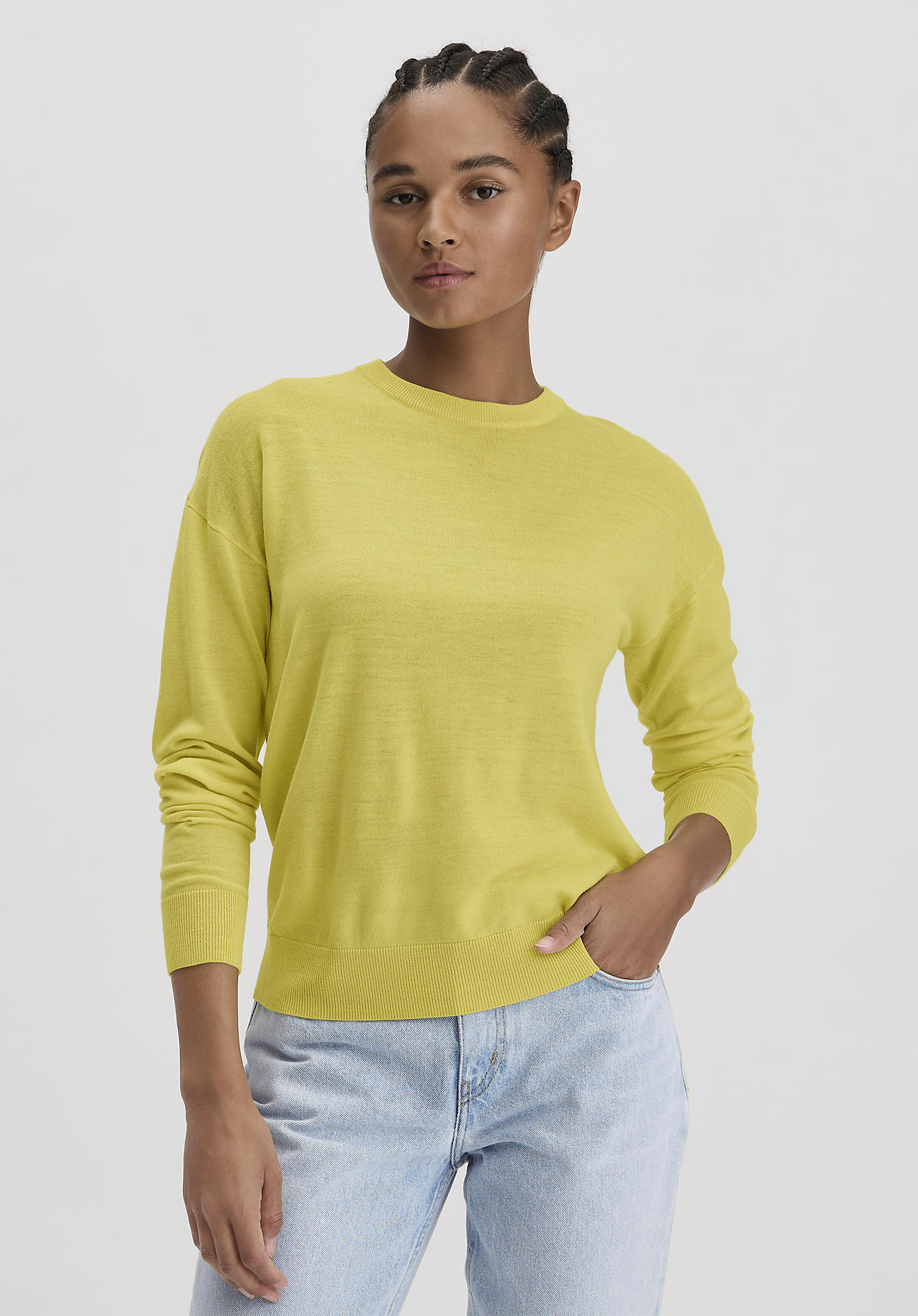 hessnatur Damen Pullover Regular aus Bio-Merinowolle - gelb Grösse36 hessnatur Damen Pullover Regular aus Bio-Merinowolle - gelb Grösse36 von hessnatur