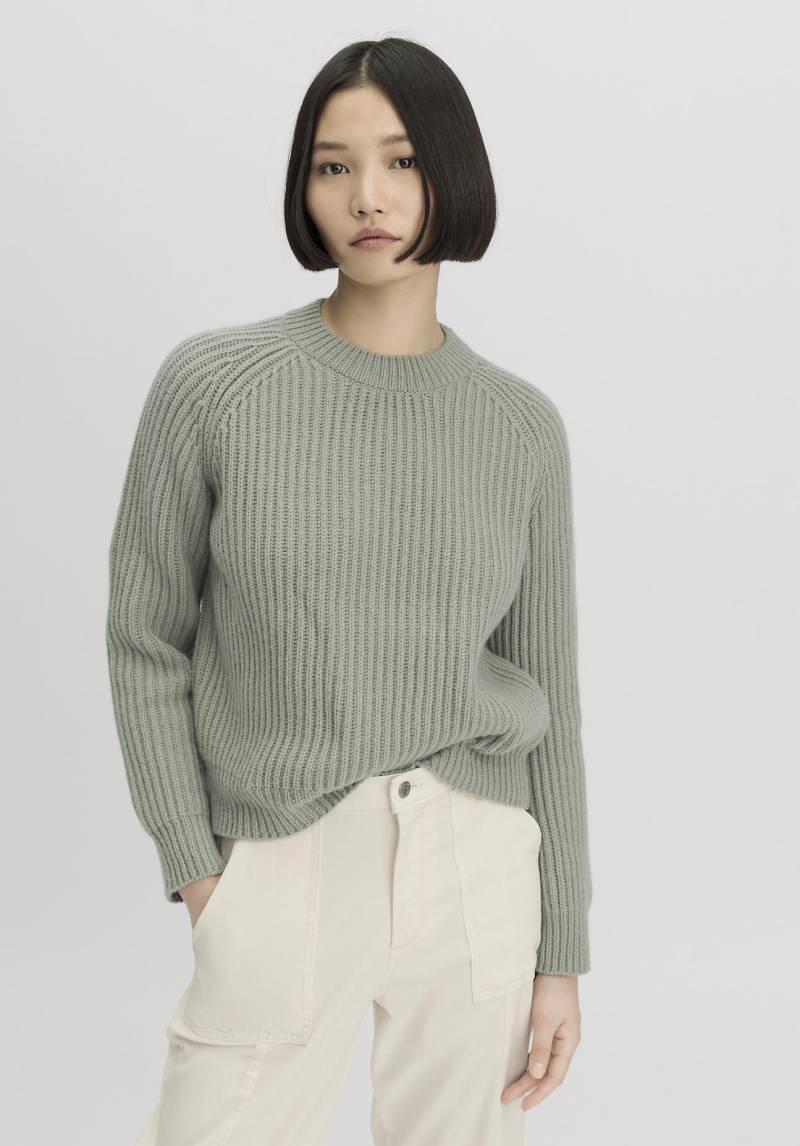 hessnatur Damen Pullover Relaxed aus Bio-Baumwolle und Schurwolle - grün GrösseXS von hessnatur
