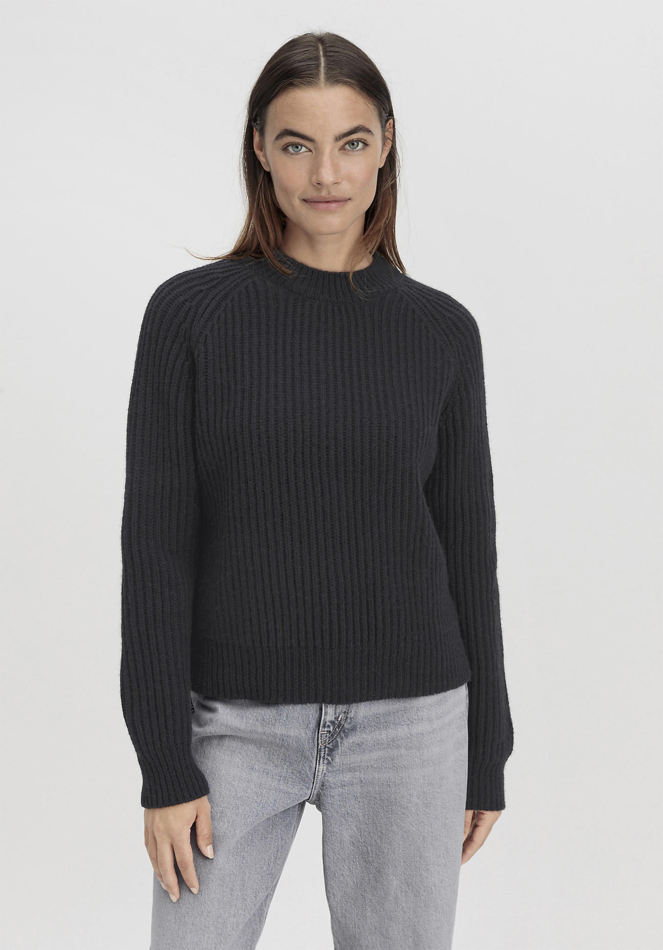 hessnatur Damen Pullover Relaxed aus Bio-Baumwolle und Schurwolle - schwarz GrösseXS hessnatur Damen Pullover Relaxed aus Bio-Baumwolle und Schurwolle - schwarz GrösseXS von hessnatur
