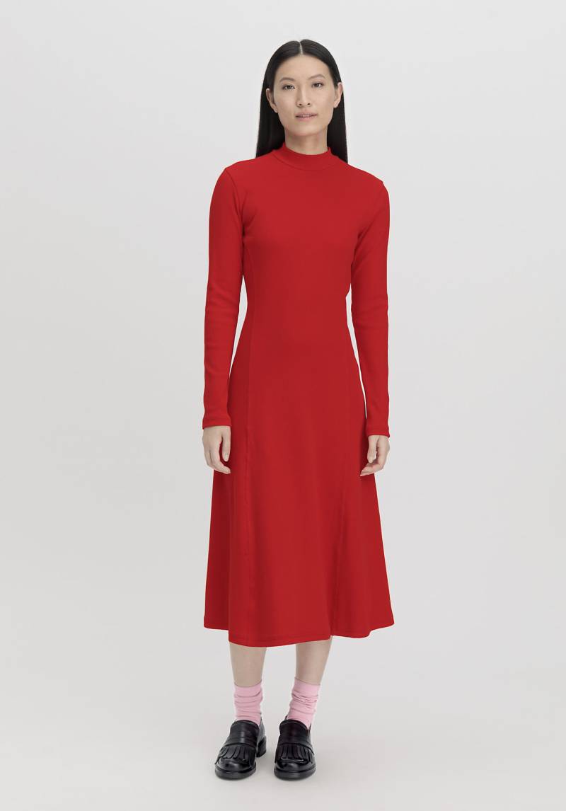 hessnatur Damen Rib Jersey Kleid Midi Slim aus Bio-Baumwolle - rot Grösse48 von hessnatur