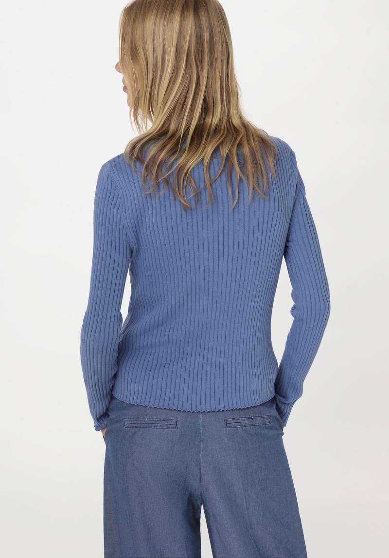 hessnatur Damen Rib Strickjacke Slim aus Bio-Baumwolle - blau Grösse34 von hessnatur