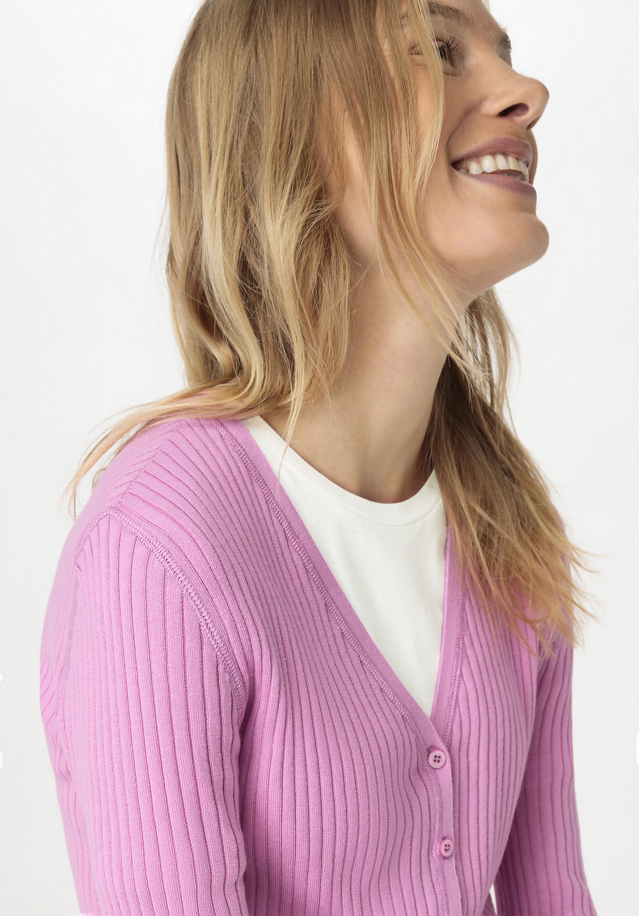 hessnatur Damen Rib Strickjacke Slim aus Bio-Baumwolle - rosa Grösse34 von hessnatur