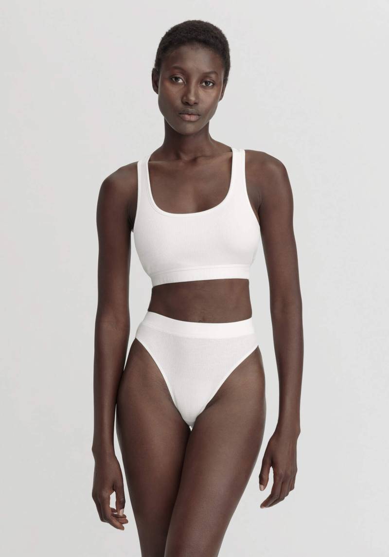 hessnatur Damen Slip High Waist SOFT RIB aus Bio-Baumwolle - weiß Grösse42 von hessnatur