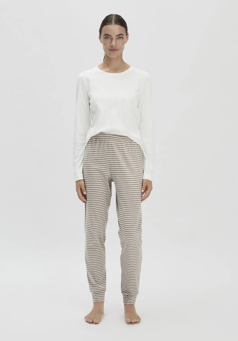 hessnatur Damen Schlafhose Slim PURE COTTON aus Bio-Baumwolle - beige Grösse42 von hessnatur