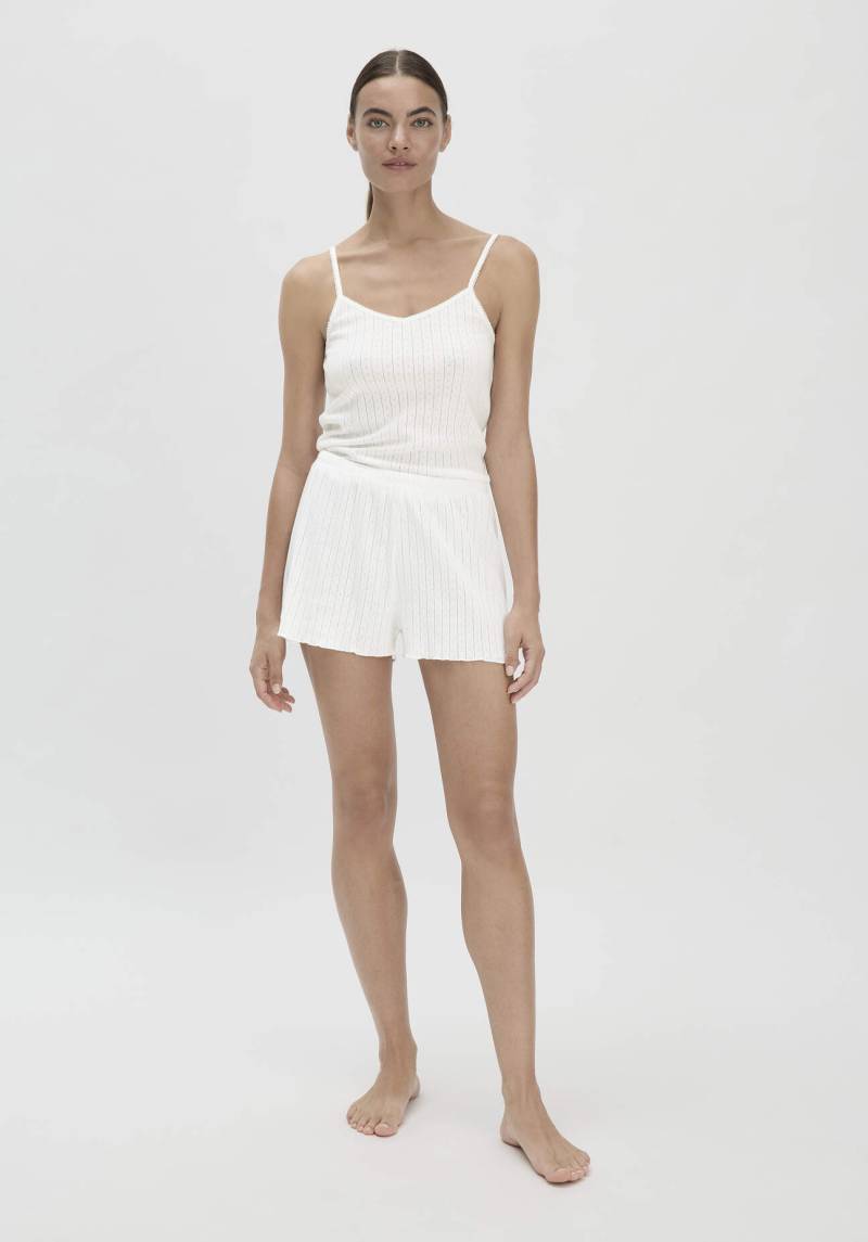 hessnatur Damen Schlafshorts Regular PURE POINTELLE aus Bio-Baumwolle - weiß Grösse46 von hessnatur