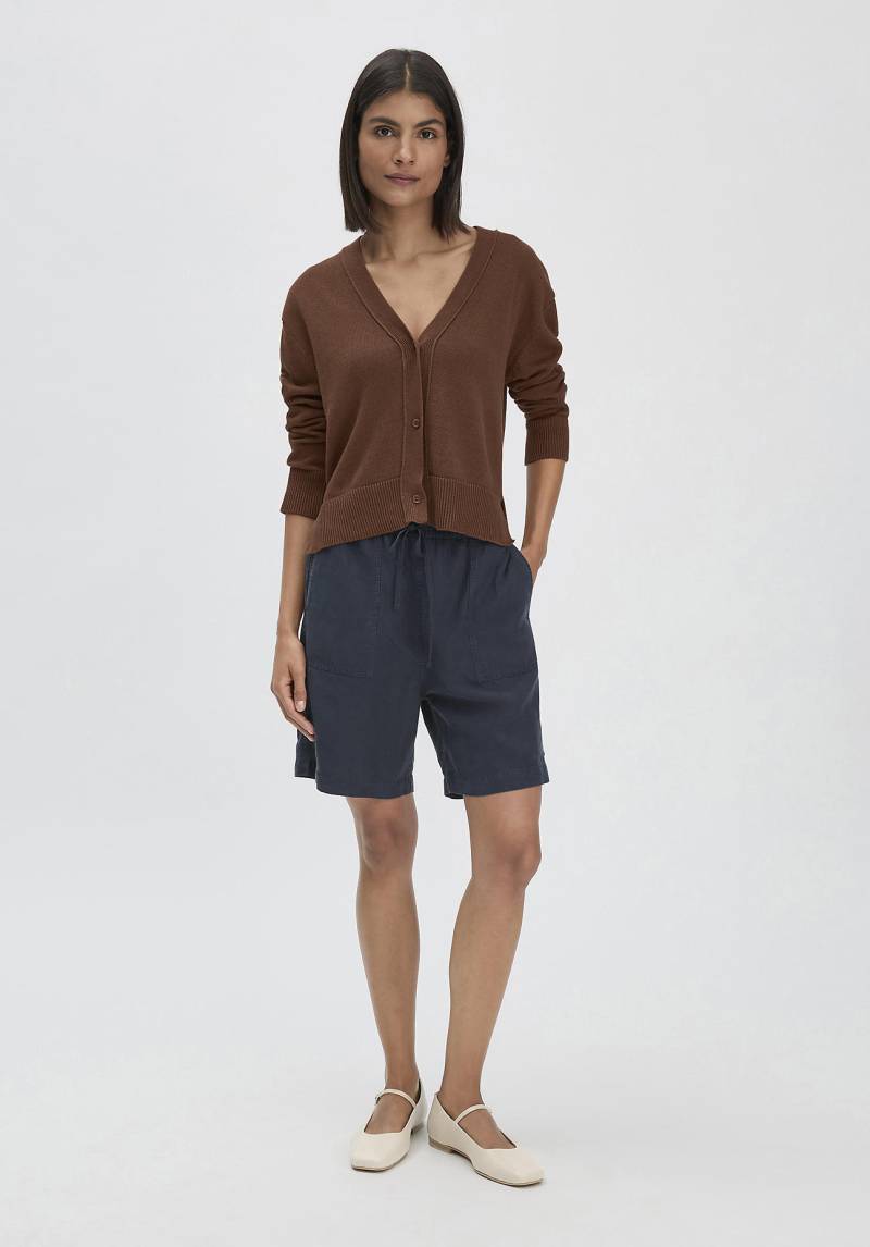 hessnatur Damen Shorts Relaxed aus weichem TENCEL Lyocell mit Leinen - blau Grösse44 von hessnatur