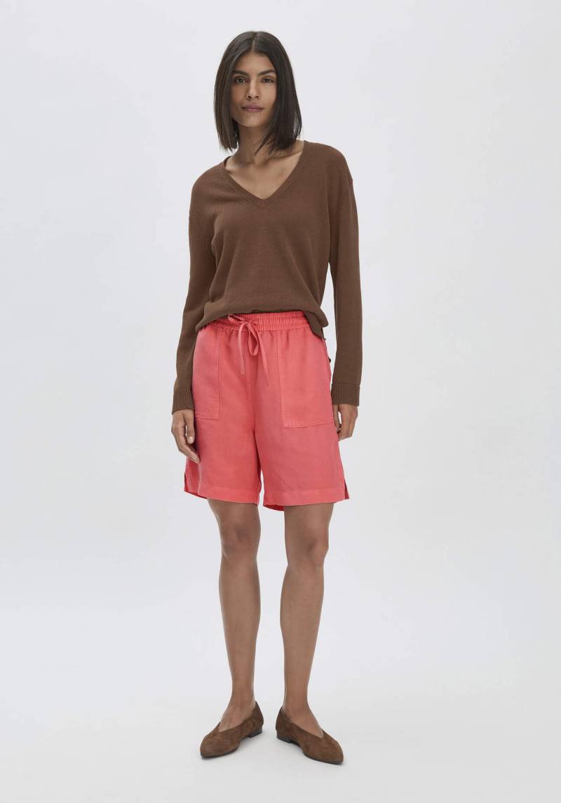 hessnatur Damen Shorts Relaxed aus weichem TENCEL Lyocell mit Leinen - rot Grösse40 von hessnatur