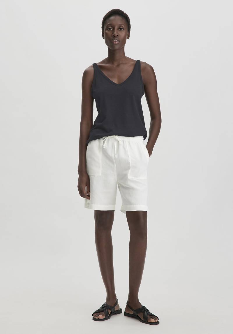 hessnatur Damen Shorts Relaxed aus weichem TENCEL Lyocell mit Leinen - weiß Grösse42 von hessnatur