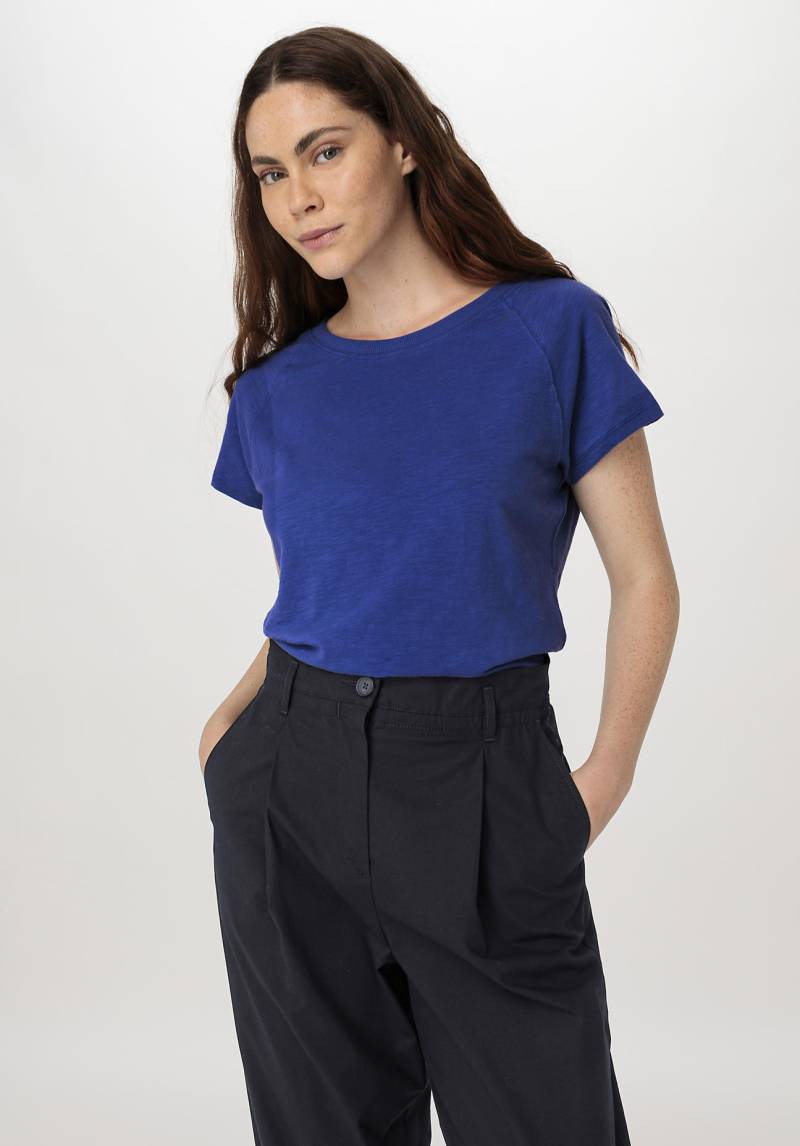 hessnatur Damen Slub Shirt Regular aus Bio-Baumwolle - blau Grösse46 von hessnatur