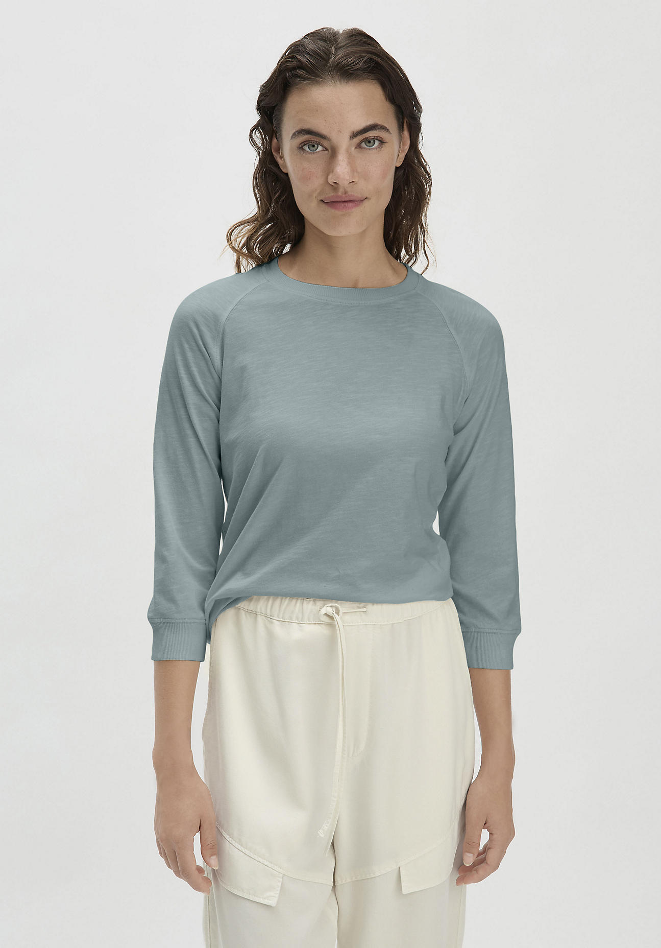 hessnatur Damen Slub Shirt Relaxed aus Bio-Baumwolle - grün Grösse34 von hessnatur